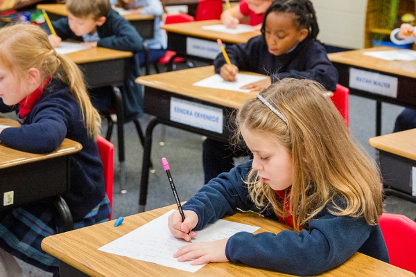 K5 students working in the classroom