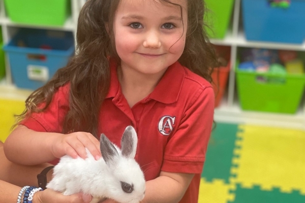 Student with a rabbit