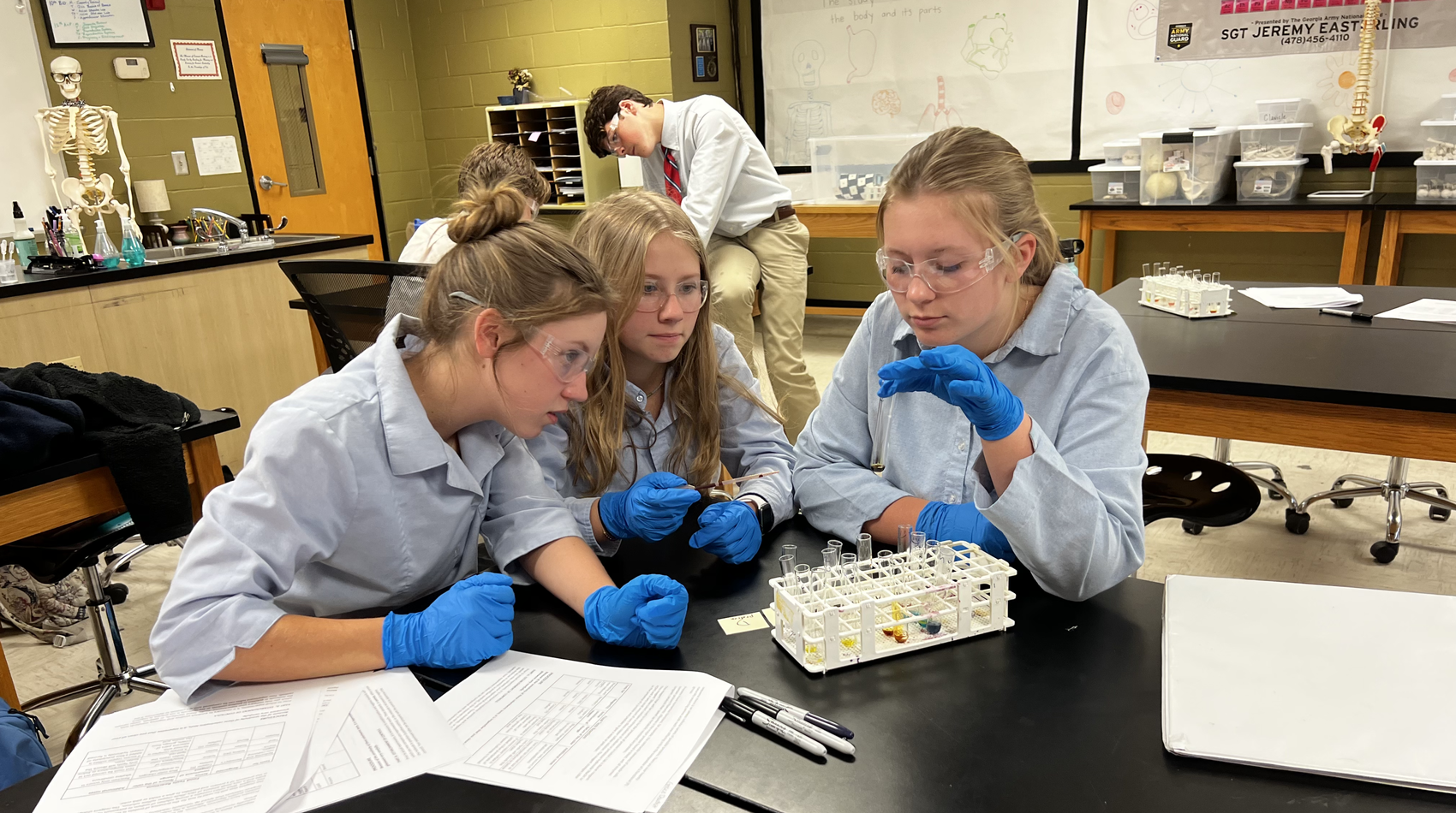 Upper School Girls in Science Lab